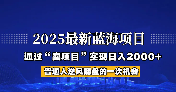 2025年蓝海项目，如何通过“网创项目”日入2000+-森森项目库