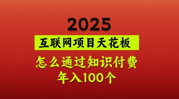 2025项目天花板，普通怎么通过知识付费翻身，年入百个【揭秘】-森森项目库