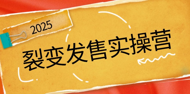 裂变发售实操营，全景解析裂变逻辑，打造动销新玩法，助力私域流量引爆-森森项目库