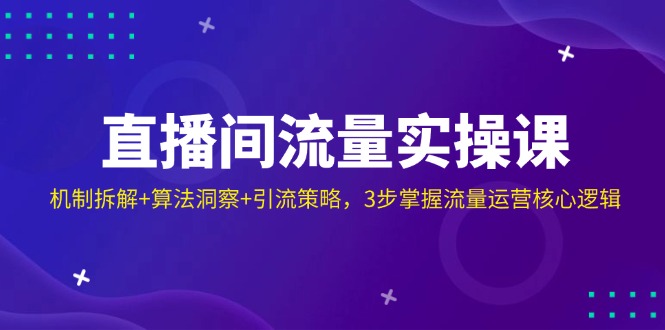 直播间流量实操课：机制拆解+算法洞察+引流策略，3步掌握流量运营核心逻辑-森森项目库
