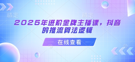 2025年进阶金牌主播课，抖音的推流算法逻辑-森森项目库