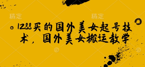 1288买的国外美女起号技术，国外美女搬运教学-森森项目库