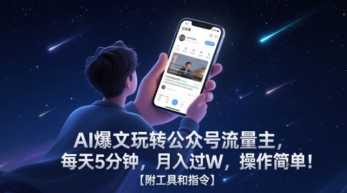 AI爆文玩转公众号流量主，每天5分钟，月入过W，操作简单！【附工具和指令】-森森项目库