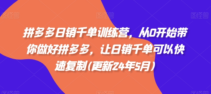 拼多多日销千单训练营，从0开始带你做好拼多多，让日销千单可以快速复制(更新24年8月)-森森项目库