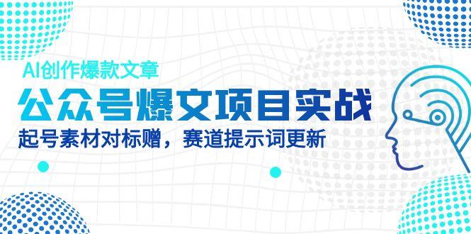 公众号爆文项目实战，AI创作爆款文章，起号素材对标赠(附赛道AI提示词-森森项目库