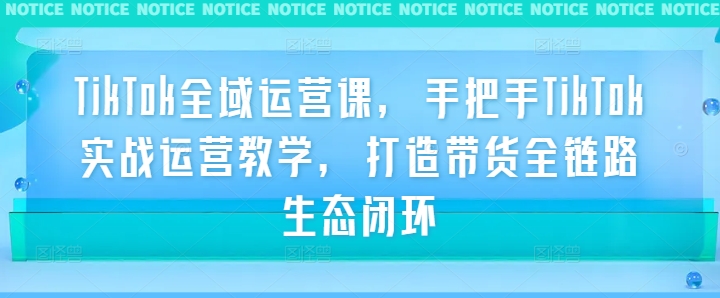 TikTok全域运营课，手把手TikTok实战运营教学，打造带货全链路生态闭环-森森项目库