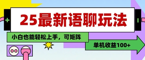 25年最新语聊玩法，纯手工，单机收益100+，小白也能轻松上手，可矩阵操作-森森项目库
