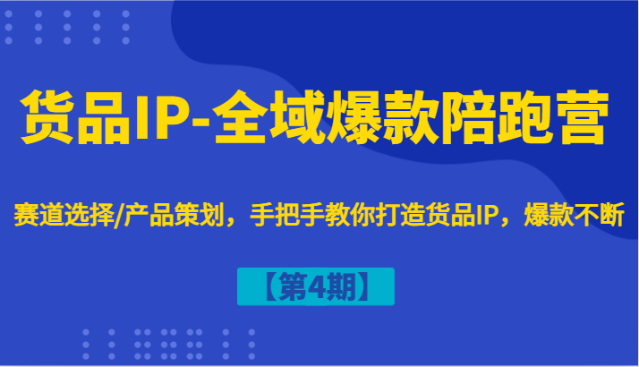 货品IP-全域爆款陪跑营【第4期】赛道选择/产品策划，手把手教你打造货品IP，爆款不断-森森项目库