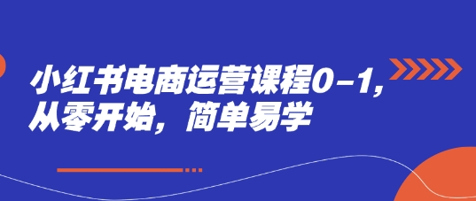 小红书电商运营课程0-1，从零开始，简单易学-森森项目库