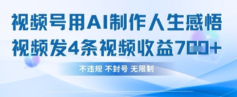 用AI做人生感悟视频，4条视频当天收益782-森森项目库