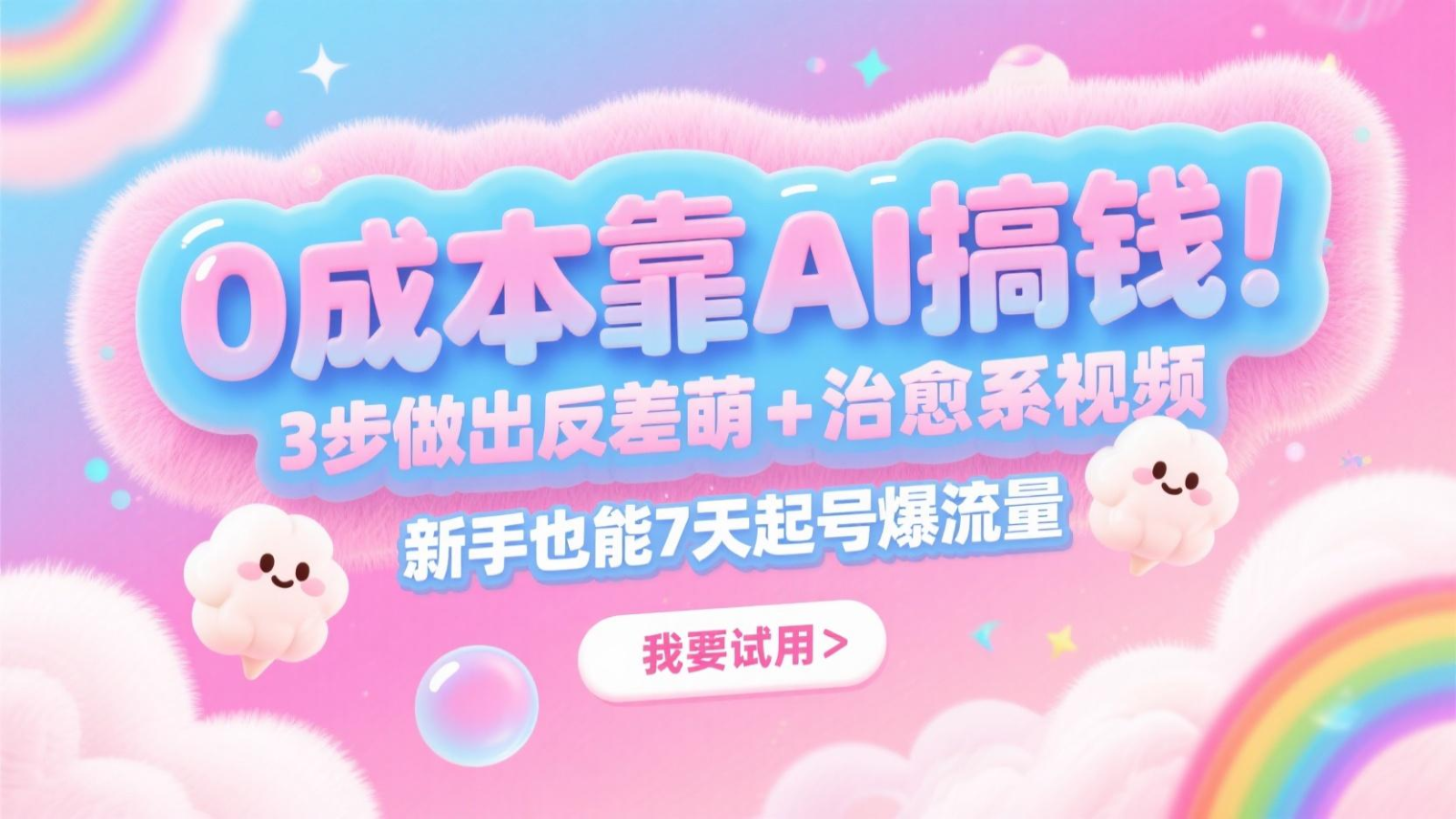 0成本靠AI搞钱！3步做出反差萌+治愈系视频，新手也能7天起号爆流量，月入5位数-森森项目库