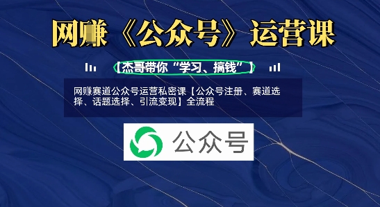 网创赛道公众号运营私密课【公众号注册、赛道选择、话题选择、引流变现】全流程-森森项目库