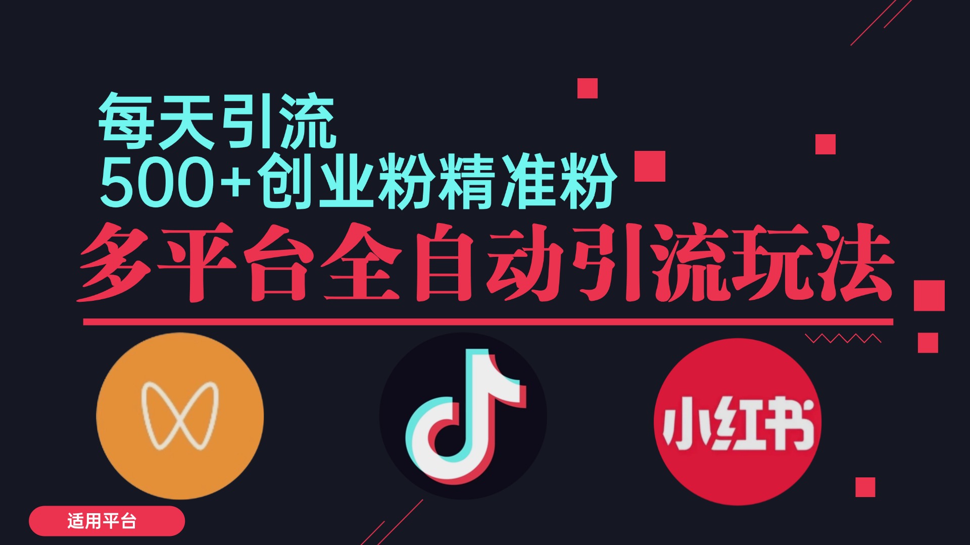 小红书抖音视频号截流自热全平台引流打法，全自动引流【日引2000+精准…-森森项目库
