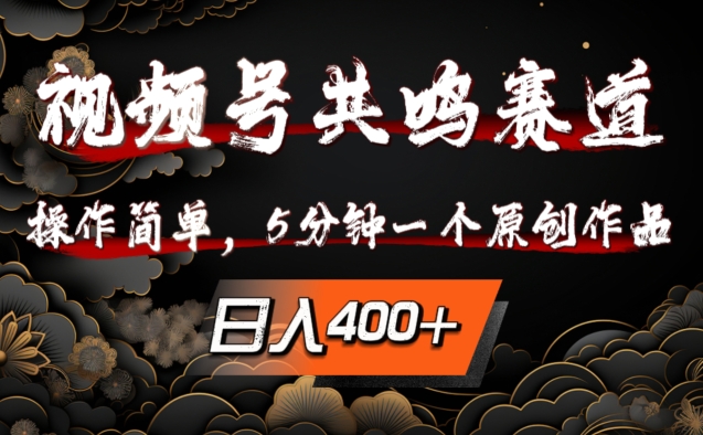 视频号共鸣赛道，操作简单，5分钟1个原创作品，日入几张【揭秘】-森森项目库