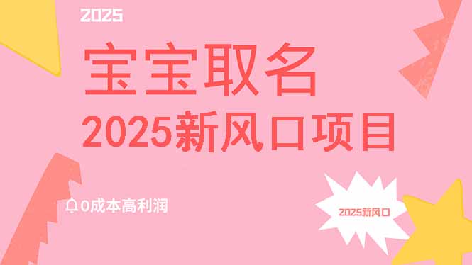 2025新风口项目宝宝取名，0成本高利润，附保姆级教程，月入过万不是梦-森森项目库