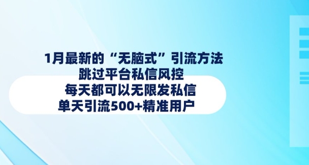 1月最新的无脑式引流方法，跳过平台私信风控，每天都可以无限发私信，单天引流500+精准用户-森森项目库