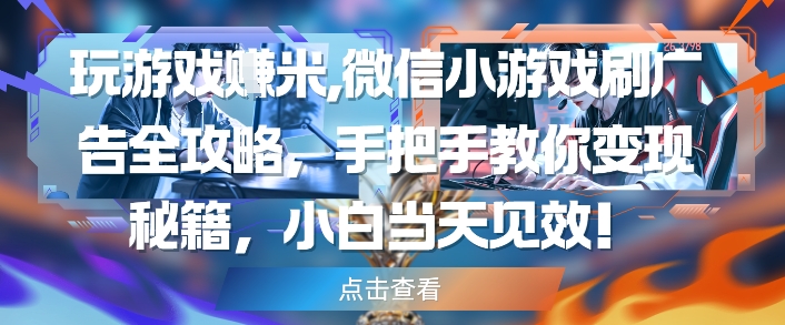 玩游戏挣米，微信小游戏刷广告全攻略，手把手教你变现秘籍，小白当天见效-森森项目库