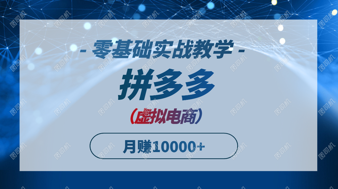 拼多多虚拟电商，零基础实战教学，快速打爆商品，新手也能月入10000+-森森项目库