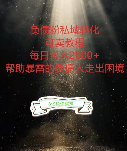 负债粉掘金计划，帮助负债者解决问题，债务规划，债务重组，最好的变现方式【揭秘】-森森项目库