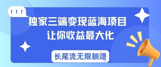 独家三端变现蓝海项目，让你收益最大化，长尾流无限躺挣-森森项目库