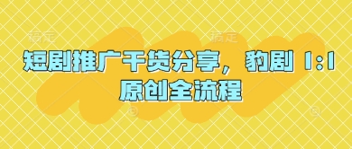 短剧推广干货分享，豹剧 1:1原创全流程-森森项目库