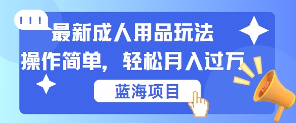 最新成人用品项目玩法，操作简单，动动手，轻松日入几张【揭秘】-森森项目库