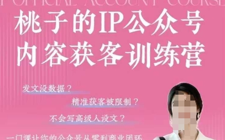桃子IP公众号内容获客训练营(第3期)，一门让你公众号从0到商业闭环的课程-森森项目库