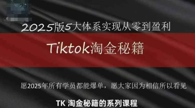 TikTok跨境2025淘金秘籍，​2025TikTok从0到盈利变现-森森项目库