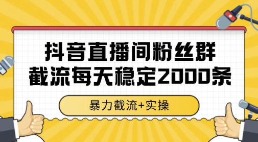 抖音直播间粉丝群暴力截流，一台电脑每天稳定2000条数据，暴力截流+实操 【揭秘】-森森项目库