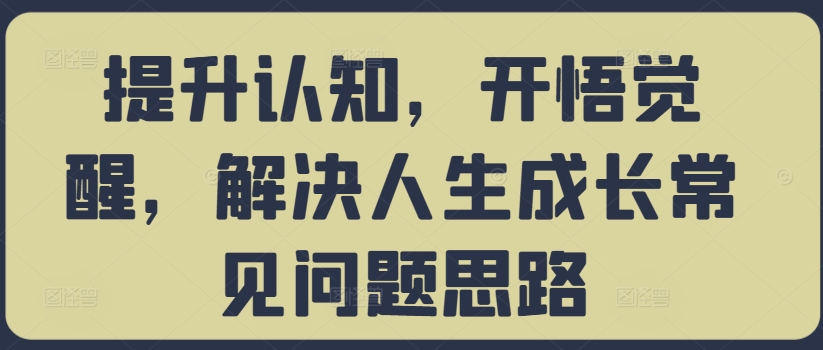 提升认知，开悟觉醒，解决人生成长常见问题思路-森森项目库