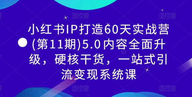 小红书IP打造60天实战营(第11期)5.0​内容全面升级，硬核干货，一站式引流变现系统课-森森项目库