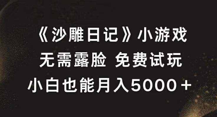 《沙雕日记》小游戏，无需露脸免费试玩，小白也能月入5000+【揭秘】-森森项目库