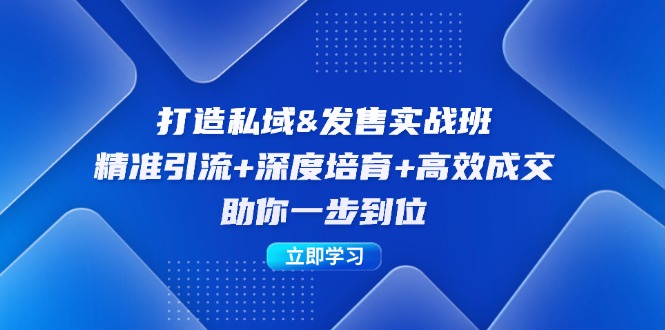 打造私域&发售实操班：精准引流+深度培育+高效成交，助你一步到位-森森项目库