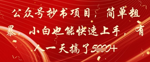 公众号抄书项目，简单粗暴，小白也能快速上手，有人一天搞了1k+-森森项目库