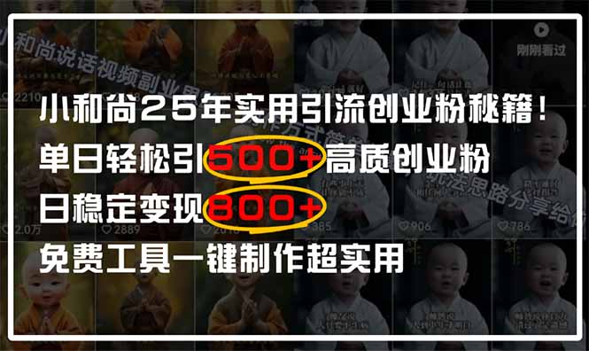 小和尚2025年实用引流秘籍！单日轻松引500+高质量创业粉，日变现800+，…-森森项目库