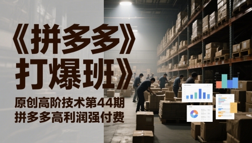 《拼多多打爆班》原创高阶技术第44期，拼多多高利润强付费-森森项目库