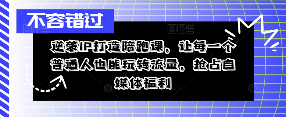 逆袭IP打造陪跑课，让每一个普通人也能玩转流量，抢占自媒体福利-森森项目库