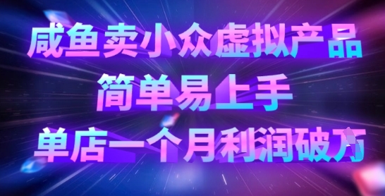 咸鱼卖小众虚拟产品，简单易上手，单店一个月利润破W-森森项目库