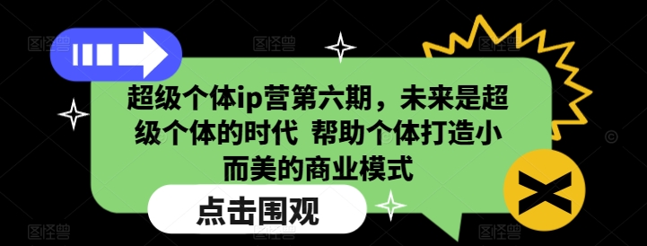超级个体ip营第六期，未来是超级个体的时代  帮助个体打造小而美的商业模式-森森项目库