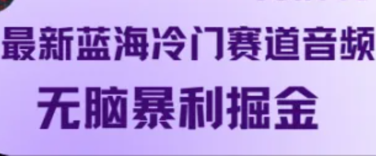 最新蓝海冷门赛道音频，无脑暴利掘金-森森项目库