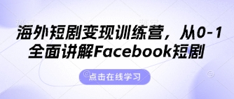 海外短剧变现训练营，从0-1全面讲解Facebook短剧-森森项目库