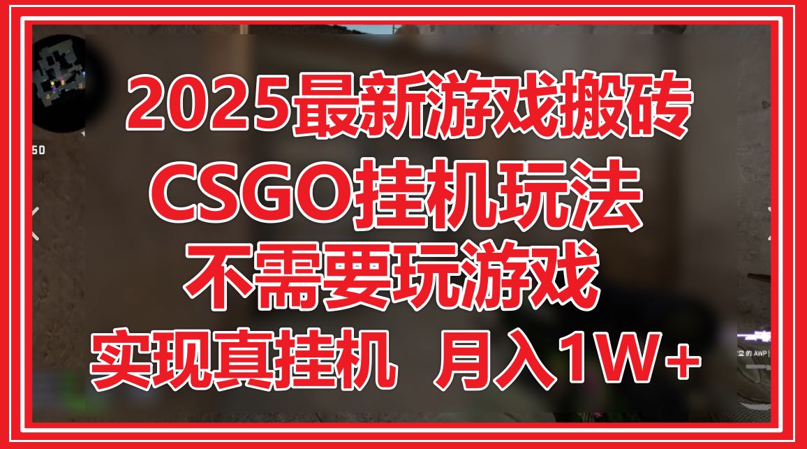 2025最新游戏搬砖，CSGO挂机，不需要玩游戏，实现真挂机，月入1W+-森森项目库