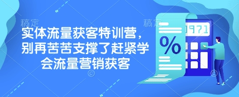 实体流量获客特训营，​别再苦苦支撑了赶紧学会流量营销获客-森森项目库