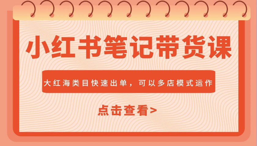 小红书笔记带货课，大红海类目快速出单，市场大，可以多店模式运作(更新)-森森项目库