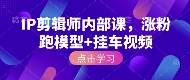 IP剪辑师内部课，涨粉跑模型+挂车视频-森森项目库