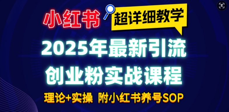 2025年最新小红书引流创业粉实战课程【超详细教学】小白轻松上手，月入1W+，附小红书养号SOP-森森项目库