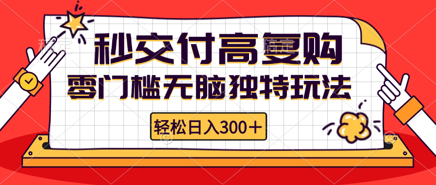 零门槛无脑独特玩法 轻松日入300+秒交付高复购   矩阵无上限-森森项目库