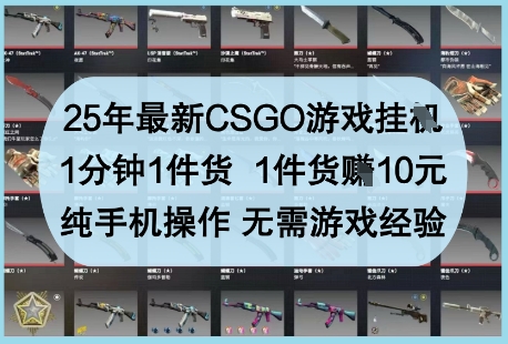 25年最新CSGO游戏挂G，1分钟1件货，1件货挣10元，纯手机操作，无需游戏经验【揭秘】-森森项目库