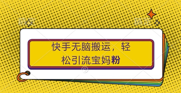 快手无脑搬运，轻松引流宝妈粉，纯小白轻松上手【揭秘】-森森项目库