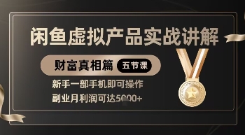 精品！闲鱼虚拟产品实战讲解，新手一部手机即可操作，副业月利润可达5k+-森森项目库